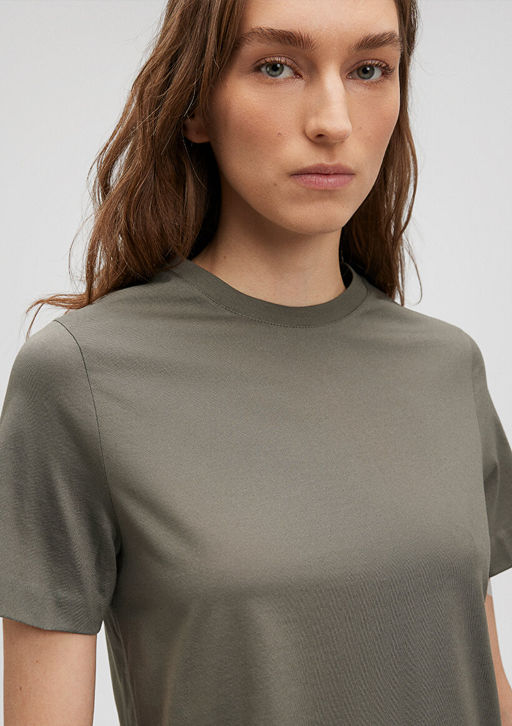 Pamuklu Merserize Bisiklet Yaka Yesil Basic Tisort - Mavi фото 5