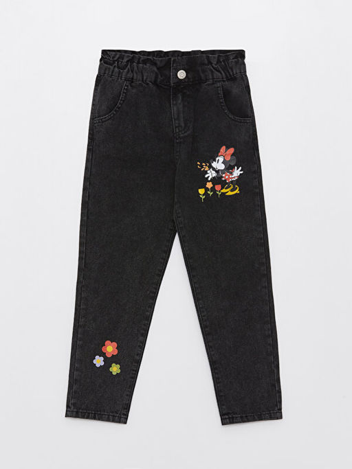 Beli Lastikli Minnie Mouse Bask?l? K?z ?ocuk Jean Pantolon