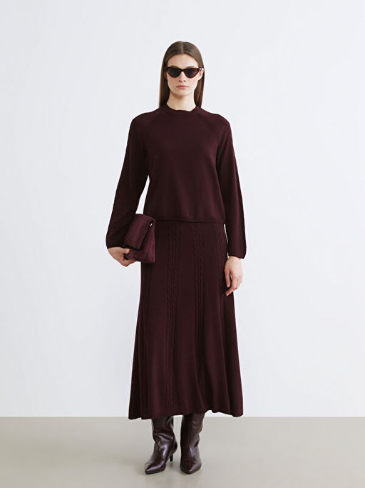 Bisiklet Yaka Kendinden Desenli Kad?n Triko Kazak