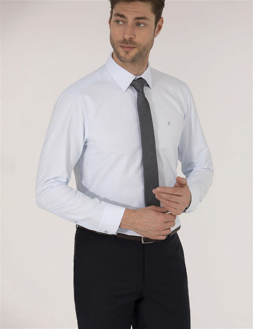 A__k Mavi Slim Fit Uzun Kollu Klasik G_mlek