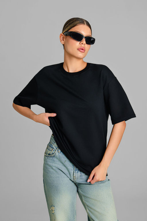 Арт. 3-302/2 Футболка женская оверсайз 44-50 (4 шт) Цвет:черный - Калинка фото 4