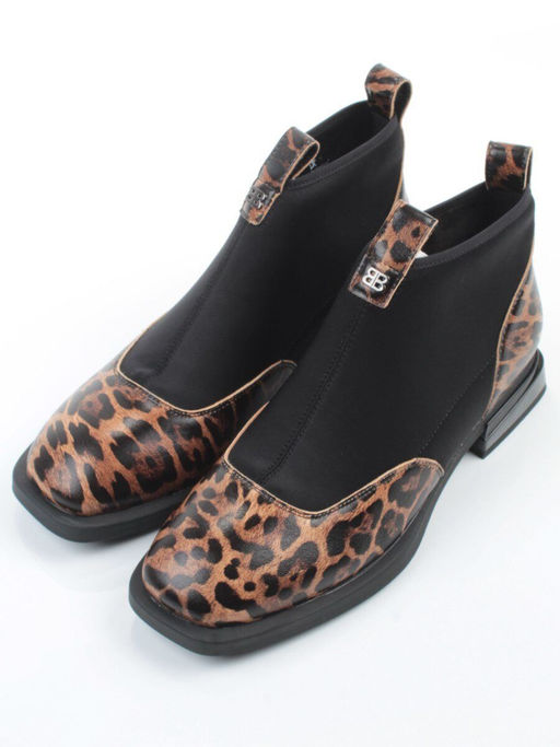 01-B44B-81PC BROWN/LEOPARD Ботинки демисезонные женские (натуральная кожа, текстиль, байка) - Фабричный китай фото 5