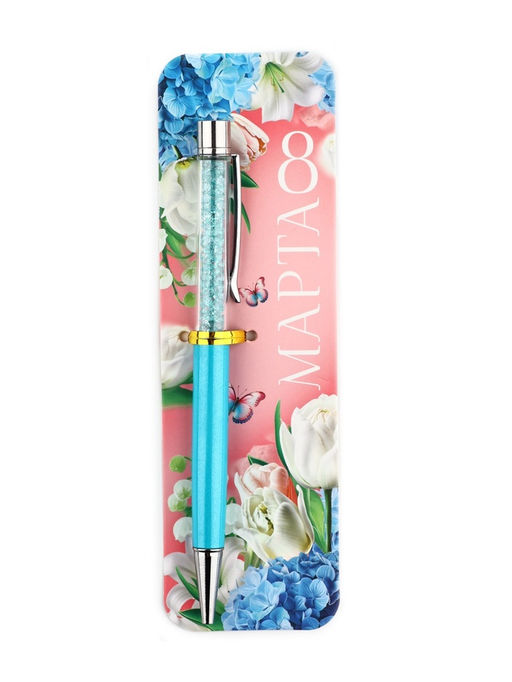 Ручка шариковая, синяя паста металлический корпус с шейкером 1.0 мм 8 МАРТА