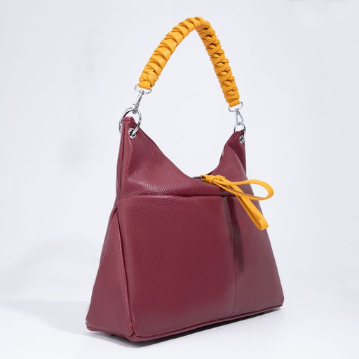 Сумка-мешок, отдел на молнии, 3 наружных кармана, длинный ремень, цвет бордовый/жёлтый - Simaland фото 3