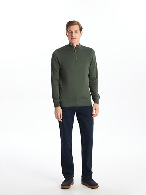 Dik Yaka Uzun Kollu Erkek Triko Kazak