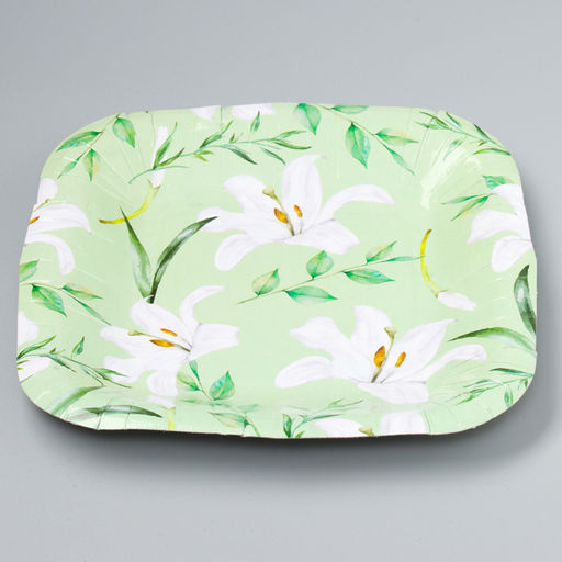 Цена за 10 шт. Тарелка бумажная квадратная Эко,цветы, 16,5х16,5 см - Страна карнавалия фото 2