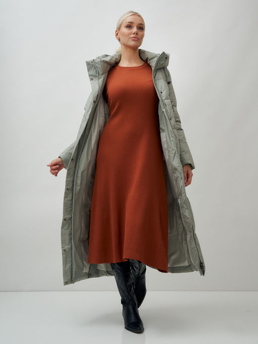 Пальто утепленное стеганное зимнее с капюшоном женское зеленого цвета 9611Z - Mtforce фото 17