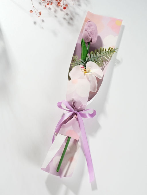 Букет из мыльных лепестков для ванны Тюльпан с орхидеей, подарочный, сиреневый, 8.5?7.4?38.6 см - Simaland фото 2