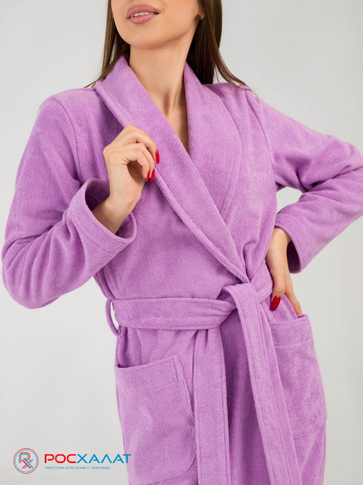 Женский махровый халат с шалькой сиреневый МЗ-02 (10)