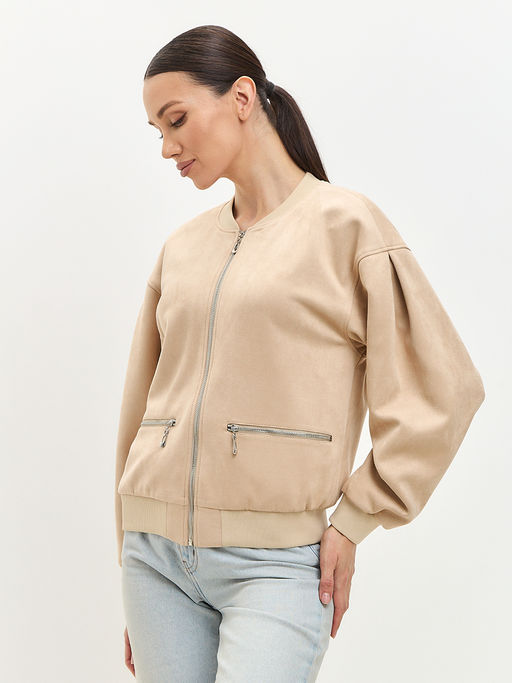 Бомбер из замши бежевый - Tantino фото 9