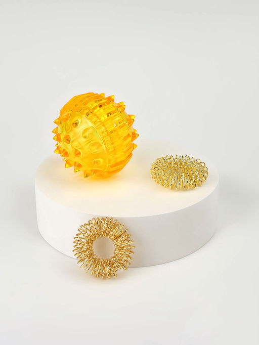 Цена за 2 шт. Массажёр для рук и ног, d=3.5 см, 2 кольца, жёлтый