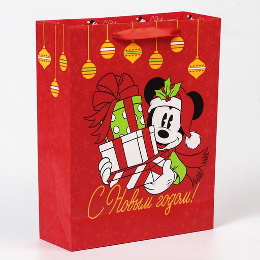Пакет ламинат вертикальный С новым Годом!, Микки Маус 31х40х11,5 - Disney фото 2