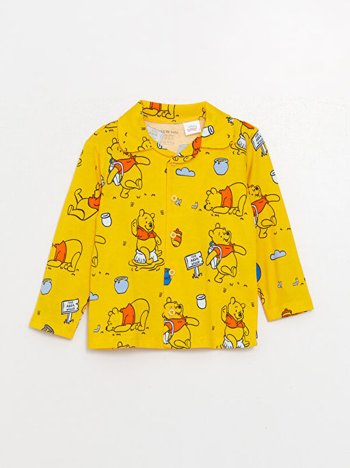 Polo Yaka Uzun Kollu Winnie the Pooh Bask?l? Erkek Bebek Pijama Tak?m? - Waikiki фото 2