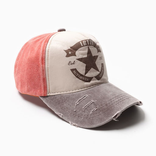 Кепка мужская MINAKU IBIZA, размер 56-58, 100% хлопок, коралловая