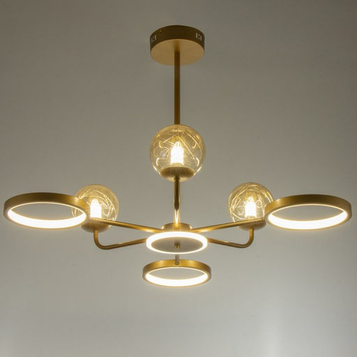 Люстра "Мирбис" 6хLED 4000К 30Вт 3хG9 золото 75х75х59см BayerLux