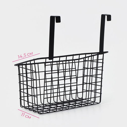 Корзина подвесная на шкаф или дверцу Доляна, 26×13.5×17 см, чёрная
