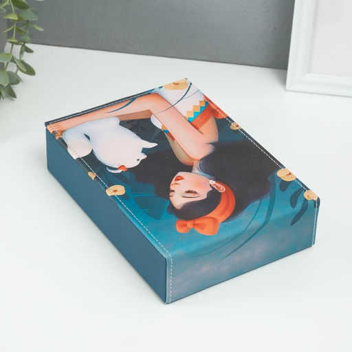 Шкатулка для украшений «Девушка со шпицем», с зеркалом, искусственная кожа, 15×21.5×5.5 см