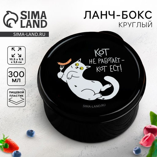 Ланч - бокс круглый «Кот не работает», 0.3 л