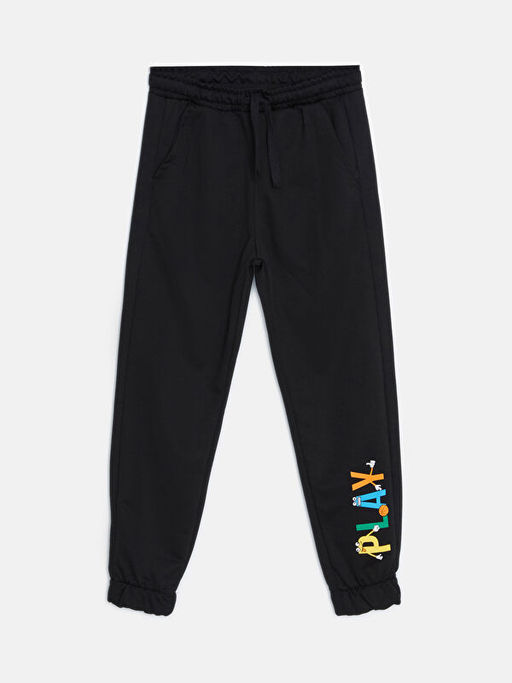 Beli Lastikli Bask?l? Erkek ?ocuk Jogger E?ofman Alt?