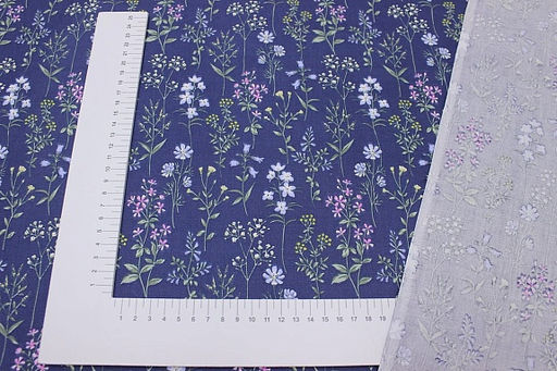 Сатин Ароматный лужок цв.джинсово-фиолетовый, ш.1.6м, хлопок-100%, 110гр/м.кв - Купава фото 3