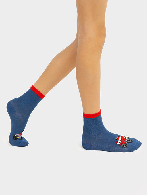 Цена за 5 пар! Носки детские синие с рисунком в виде джипа - Mark formelle фото 2