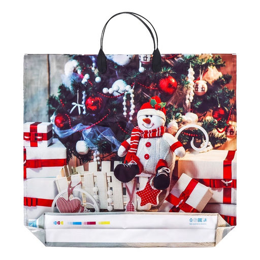 Цена за 10 шт. Пакет подарочный новогодний «Снежный гость», полиэтиленовый с пластиковой ручкой, 38×34 см