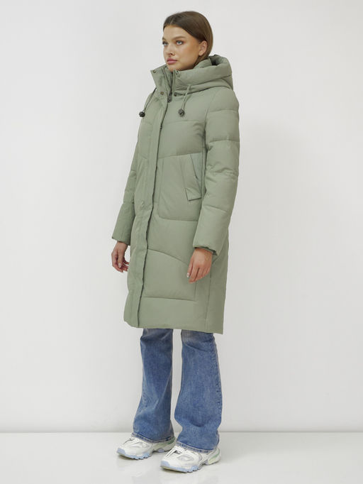 Куртка зимняя с капюшоном удлиненная стеганная зеленого цвета 9650Z - Mtforce фото 10