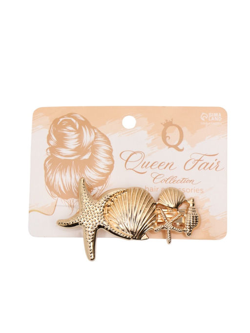 Заколка-автомат для волос "Лейла море" ассорти, 7,5 см, золото