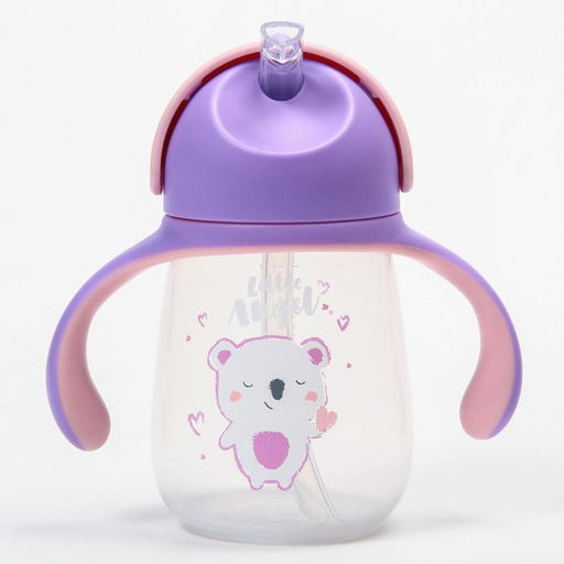 Поильник детский с силиконовой трубочкой «Koala», 250 мл., с ручками, цвет фиолетовый