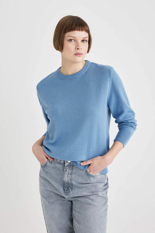 Свитер обычного кроя с круглым вырезом - Defacto фото 3