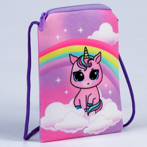 Сумка детская плюшевая «Единорожка» плоская