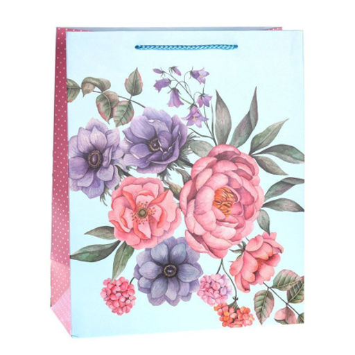 Цена за 12 шт. Пакет подарочный 18x23x10см Цветы / 5101M /уп 12/720/ - ГалеонТрейд фото 2