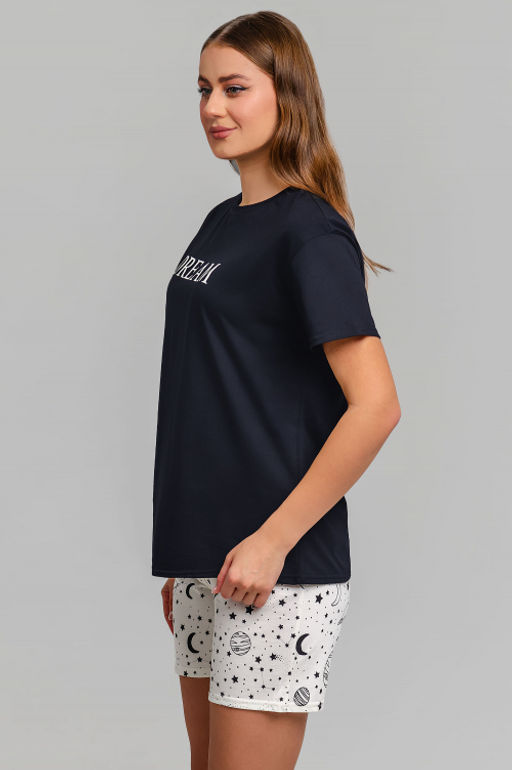 Арт. 9147 Пижама с шортами 42-50 (5 шт) Цвет:верх-черный,низ-молочный - Калинка фото 6