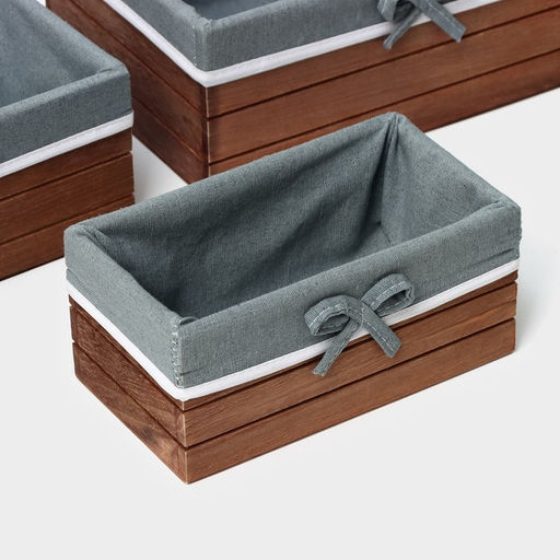 Корзины для хранения LaDо́m, 3 шт., ручной работы, прямоугольные, коричневые