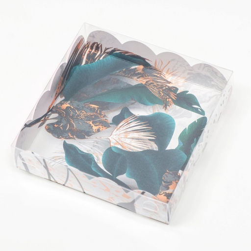 Цена за 5 шт. Коробка для печенья, «Мраморный гербарий», 12×12×3 см