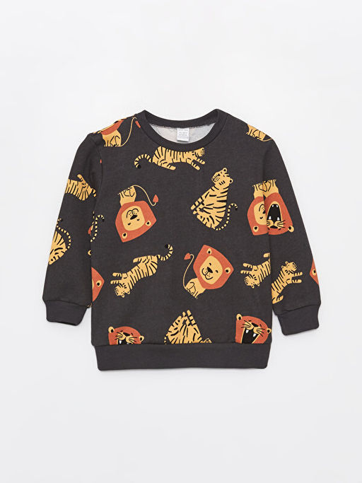 Bisiklet Yaka Uzun Kollu Bask?l? Erkek Bebek Sweatshirt ve E?ofman Alt? 2li Tak?m - Waikiki фото 2
