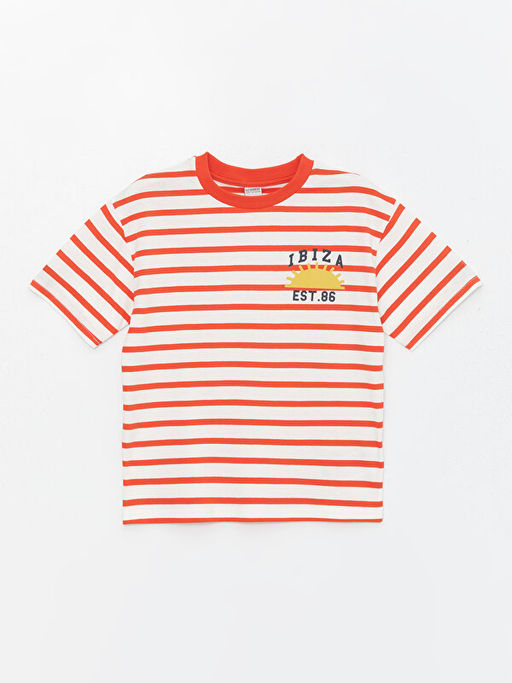 Bisiklet Yaka ?izgili K?sa Kollu Erkek ?ocuk Ti??rt