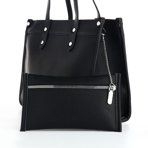 Сумка женская тоут TEXTURA на молнии, с кошельком, 30×10×24 см, чёрный