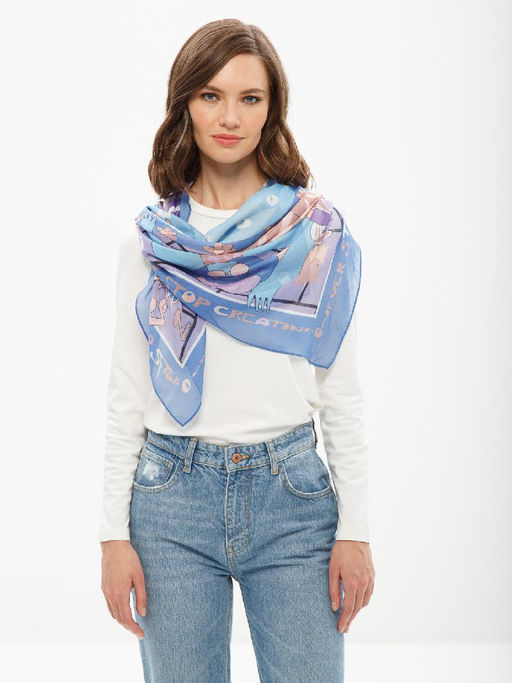 Платок жен. шелк+мод 120х120 E12-8320-09 - Eleganzza фото 6