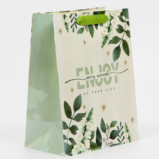 Пакет ламинированный Наслаждайся моментом, радужная голография, MS 18 х 23 х 10 см - Дарите счастье фото 2