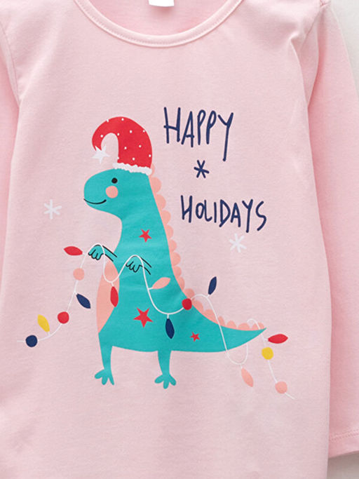 Bisiklet Yaka Bask?l? Uzun Kollu K?z ?ocuk Pijama Tak?m? - Waikiki фото 3