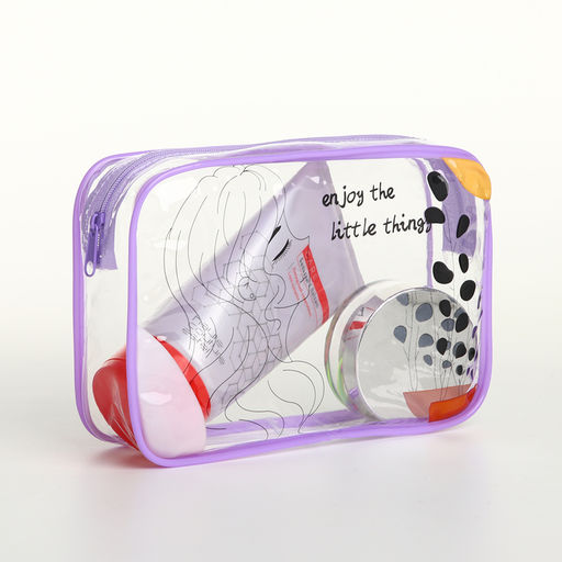 Косметичка на молнии для бассейна, с принтом Enjoy, сиреневая - Simaland фото 3