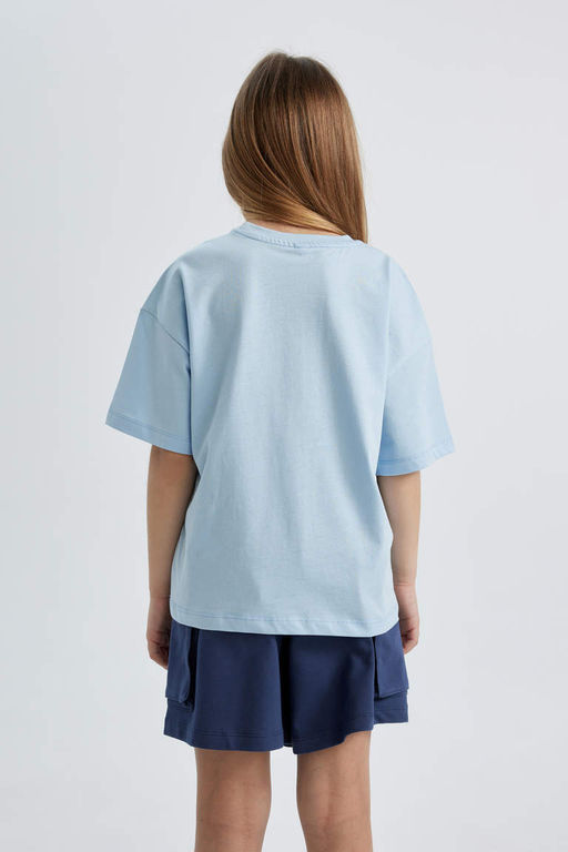 Футболка с короткими рукавами и принтом для девочек Relax Fit - Defacto фото 5