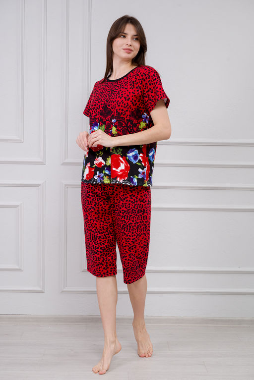Пижама женская из интерлока Социал красная роза - Амадэль фото 3