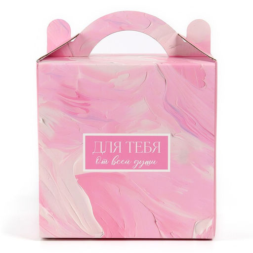 Цена за 5 шт. Коробка кондитерская с окном, сундук, «Нежные краски», 20×20×20 см