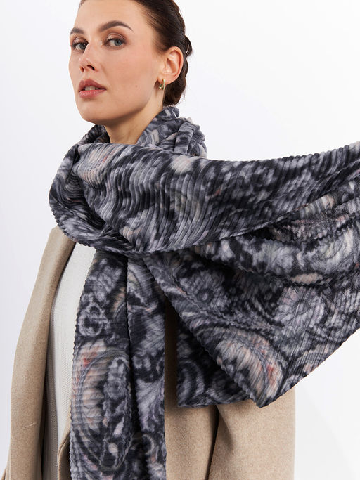 Большой, мягкий, тонкий и очень нежный двусторонний палантин с рисунком - Tantino фото 4