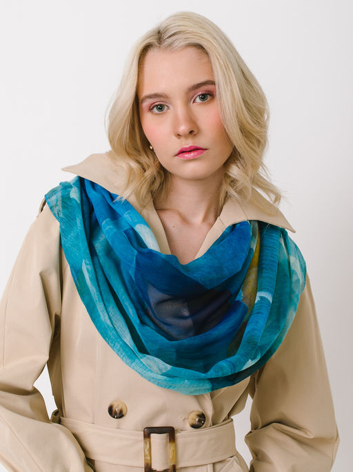 Большой, мягкий, тонкий и очень нежный двусторонний палантин с рисунком в стиле арт-деко - Tantino фото 5