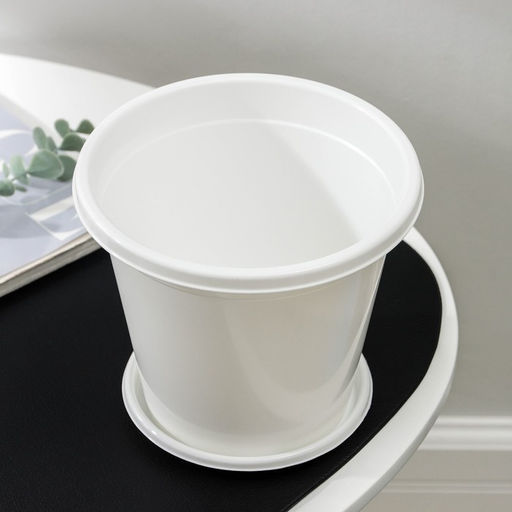 Цена за 2 шт. Горшок для цветов с поддоном «Альтернатива. Эконом», 2 л, пластиковый, белый