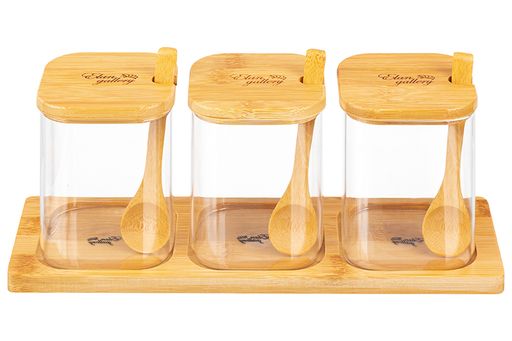 Набор банок для специй Elan Gallery Crystal Glass 3 шт 450 мл с ложкой фото 7