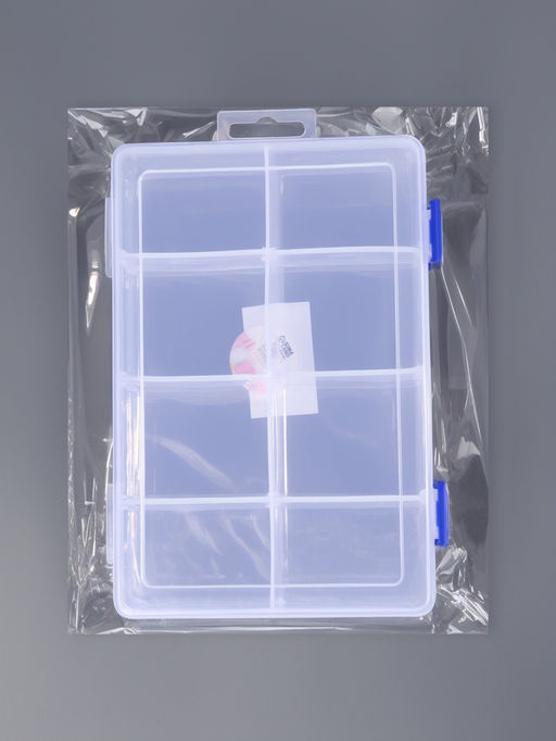 Органайзер для хранения мелочей, с подвесом, передвижные перегородки, 8 секций, 20×13.5×4.5 см, прозрачный